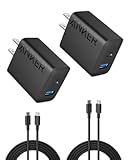 Anker iPhone 17&sol;16 Charger&comma; 2-Pack 20W Fast USB C Charger Block&comma; for iPhone 16&sol;16 Pro Max&sol;15 Series&sol;iPad Pro and More &lpar;Black&comma; 2 Pack & 2 Cable&rpar;