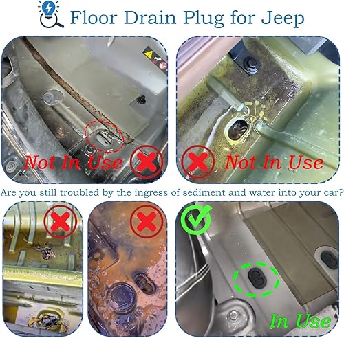 Miniatura 10 de Tapón de drenaje de bandeja de piso para Jeep Wrangler JK JL 2014-2021 y 2020 Gladiator JT - Tapón de cuerpo para tapones de drenaje Jeep, 4 unidades