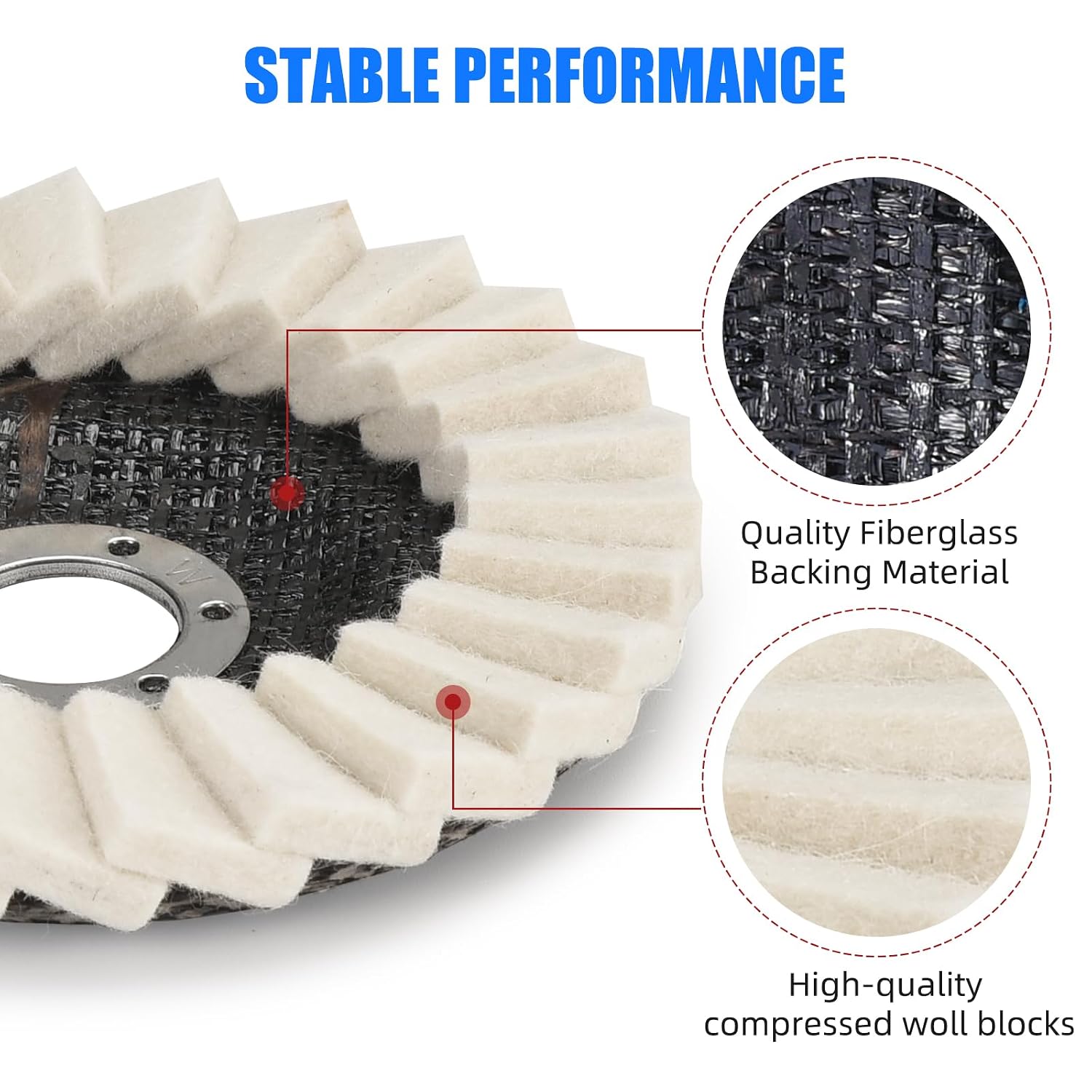Wool Flap Buffing Wheel Pad for Angle Grinder, 5 Inch, 6 Pack | 5" wool flap pads for angle grinder Polish stainless steel, marble, car wax Soft & durable, Wheel Flap design for edges
