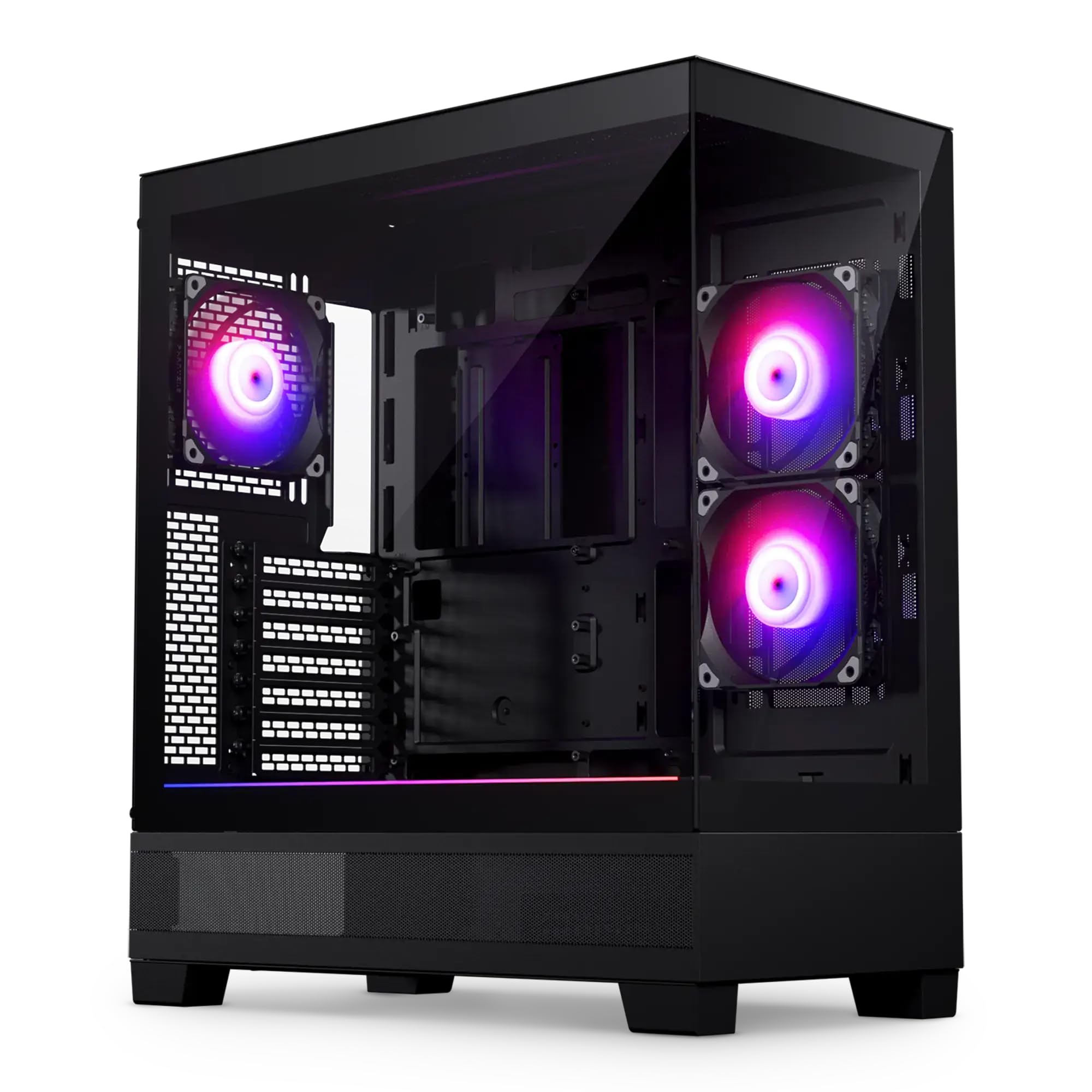 XT View ATX Mid-Tower Case - Tempered Glass, Black, High-Performance Cooling, D-RGB Fans, USB-C 3.2 Gen2