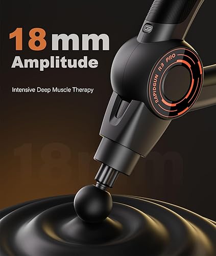 Miniatura 2 de R3 Pro - Pistola de masaje 3 en 1 con vibración, 0.709 in de amplitud y 6500 rpm, masajeador de percusión de tejido profundo para aliviar el dolor