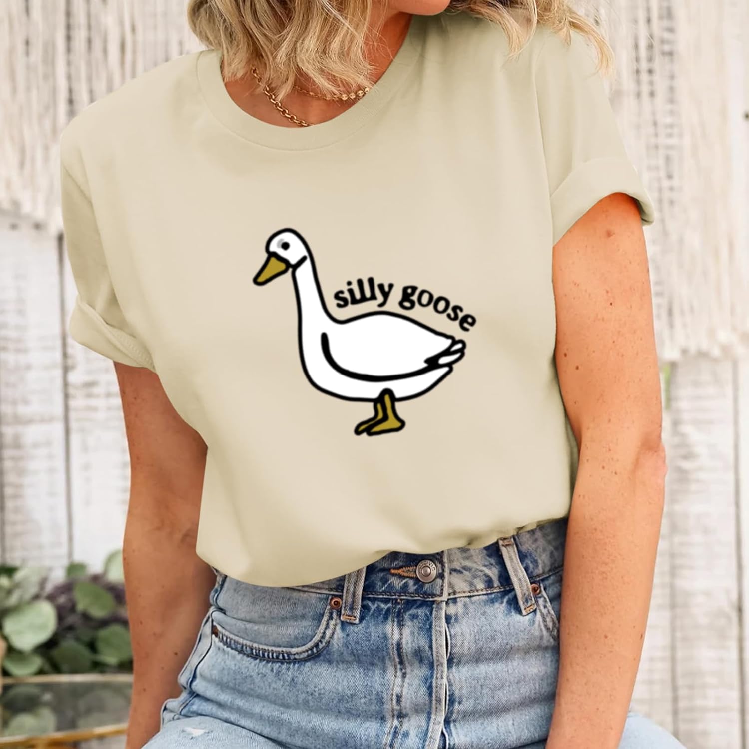 Cute Silly Goose Shirt for Women Teen Girls Letter Animal Graphic T Shirts Funny T-Shirt Vintage Tees Casual Tops - Image 4