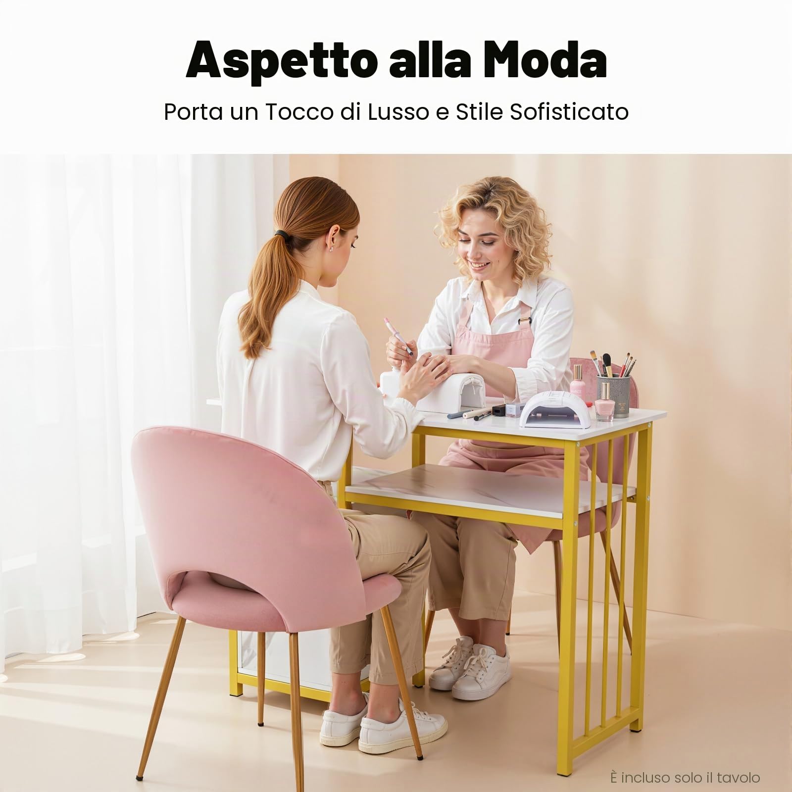 Tavolo da manicure con cassetti, toeletta senza specchio, struttura in marmo, tavolo per unghie, fino a 30 kg, tavolo per computer, salone, salone di unghie, tavolo in legno con struttura in