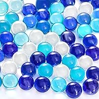 Vista 1 de FUTUREPLUSX 75 piezas de canicas azules a granel, para juegos de carreras de canicas para niños, guijarros de relleno para acuario