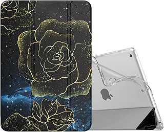 MoKo iPad 10.2 Case for iPad 9th Generation 2021/iPad 8th Generation 2020/iPad 7th Generation 2019,Soft Frosted Back Cover Slim Shell Case with Stand for iPad 10.2 inch,Auto Wake/Sleep, Dark Blue Rose