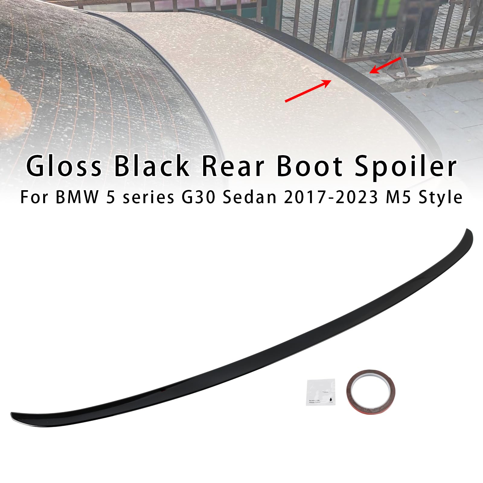 Topteng Gloss Black Rear Boot Spoiler Apto para BMW 5 Series G30 Sedan 2017-2023 M5 Style