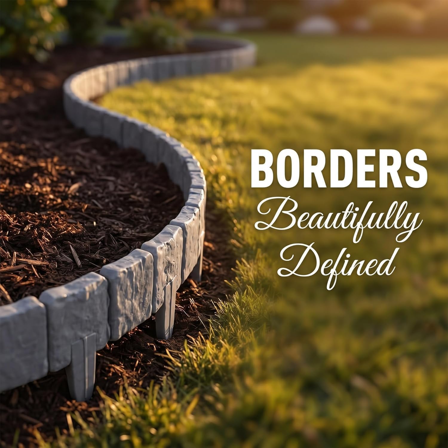 Recinzione da Giardino Flessibile in Finta Pietra - Bordura Fai-da-Te, Pannelli Paesaggistici in Plastica Ad Incastro per Aiuole, Prato E Decorazione del Giardino. White 20pcs