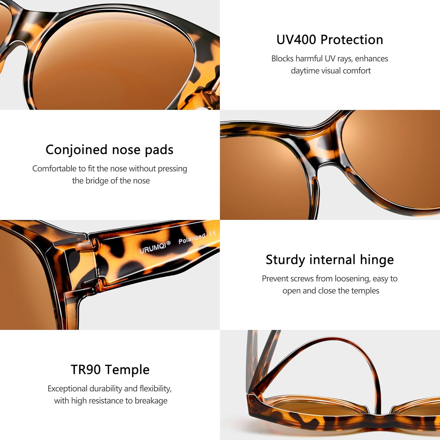 URUMQI Sunglasses Over Glasses Women, Polarized UV400 Protection Fit Over Glasses Sunglasses for Women Round Cat Eye - Image 3