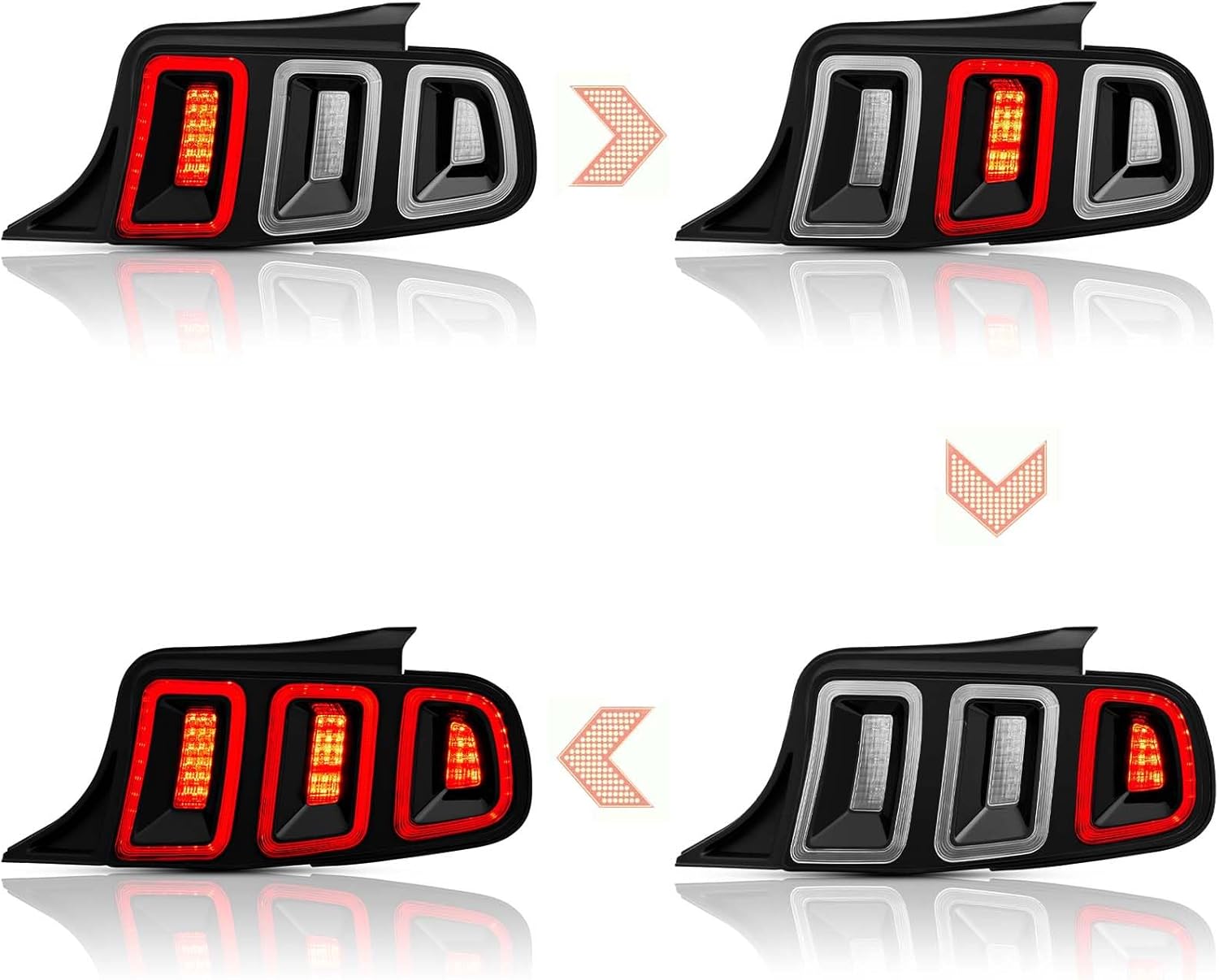 LED Tail Lights Assembly Compatible with 2010 2011 2012 2013 2014 Ford Mustang Taillights Rear Brake Lamp, Black Housing Clear Lens