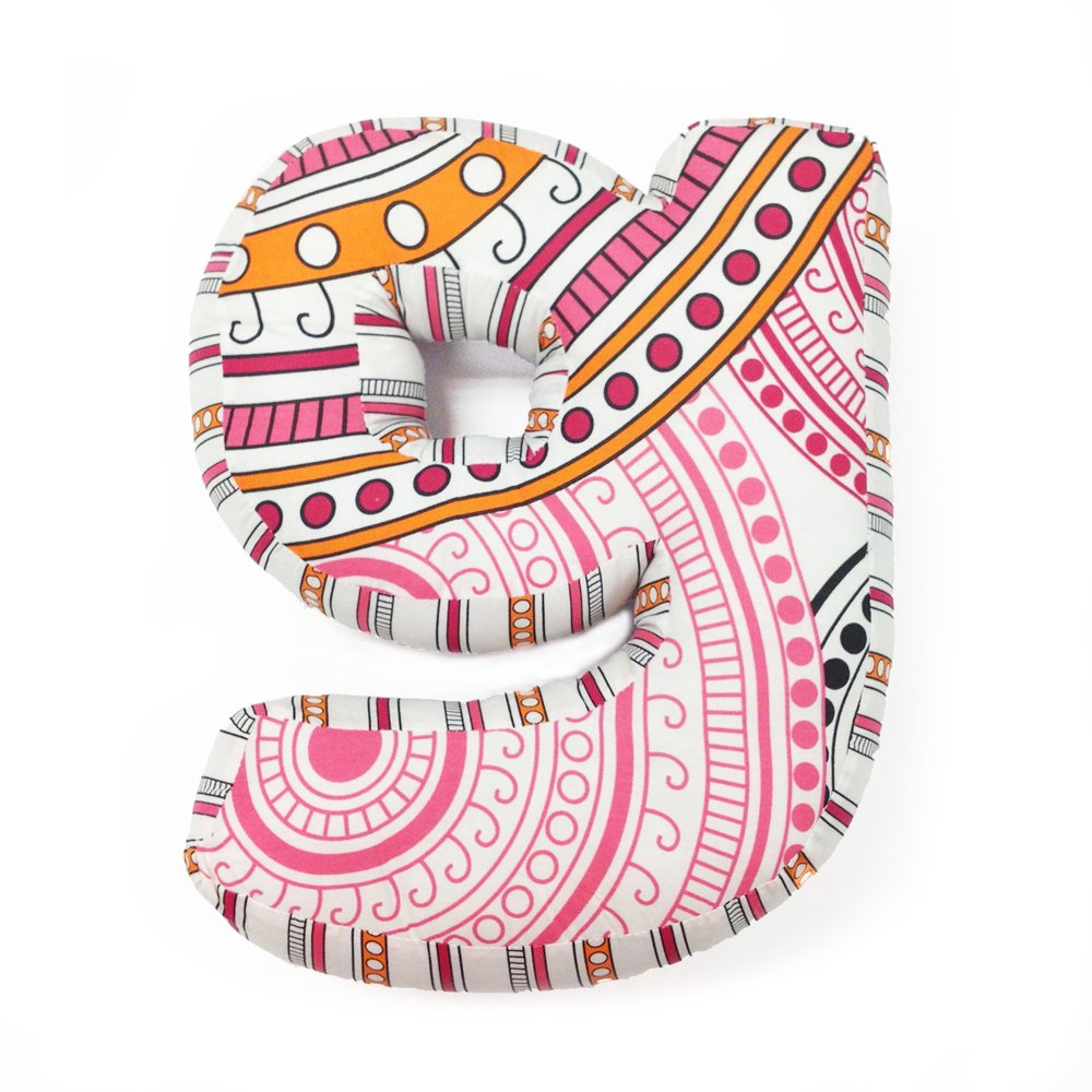Sophia Lolita Letter Pillow "G", White, Pink, Berry, Orange, Black
