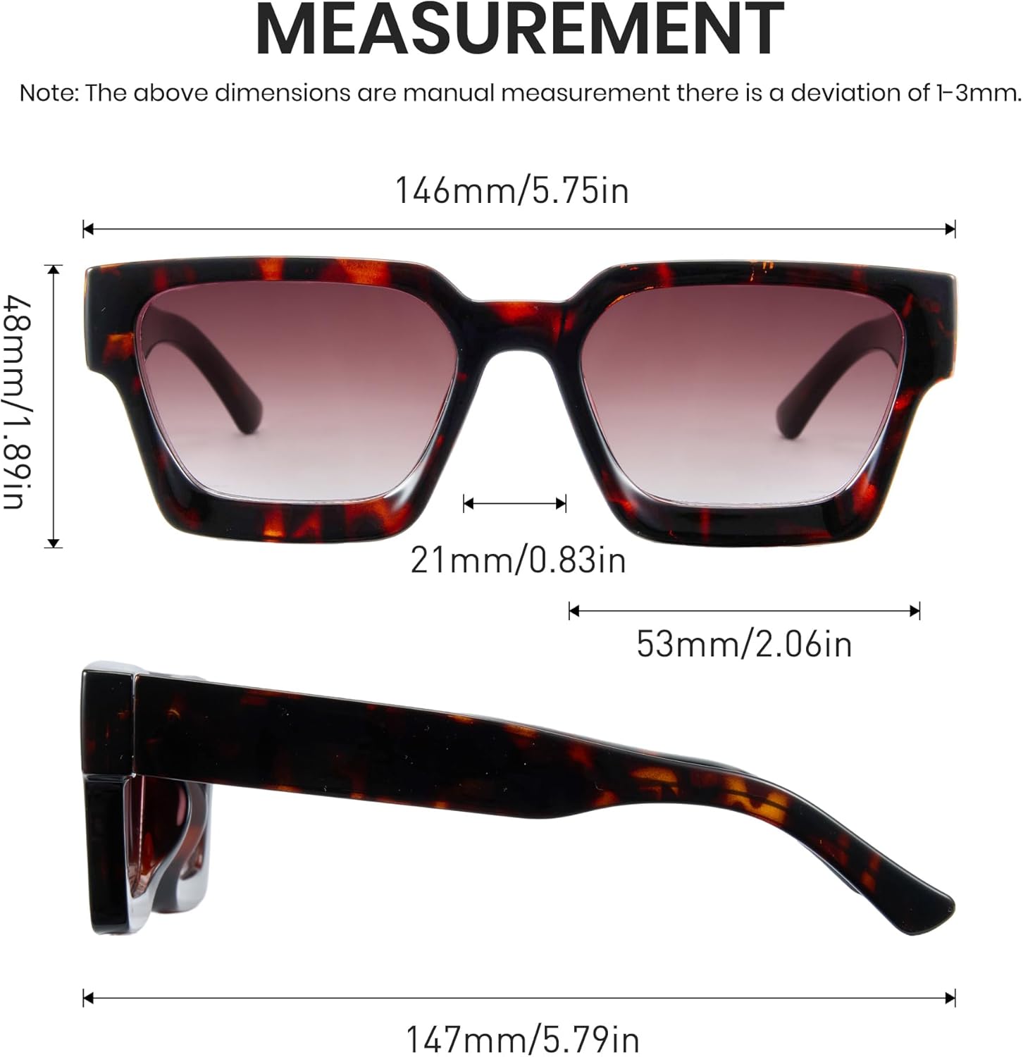 Cyxus Square Chunky Frame Sunglasses Womens Men Tangle Free Retro 90s Stylish Sun Glasses UV400 Protection 1252 - Image 5