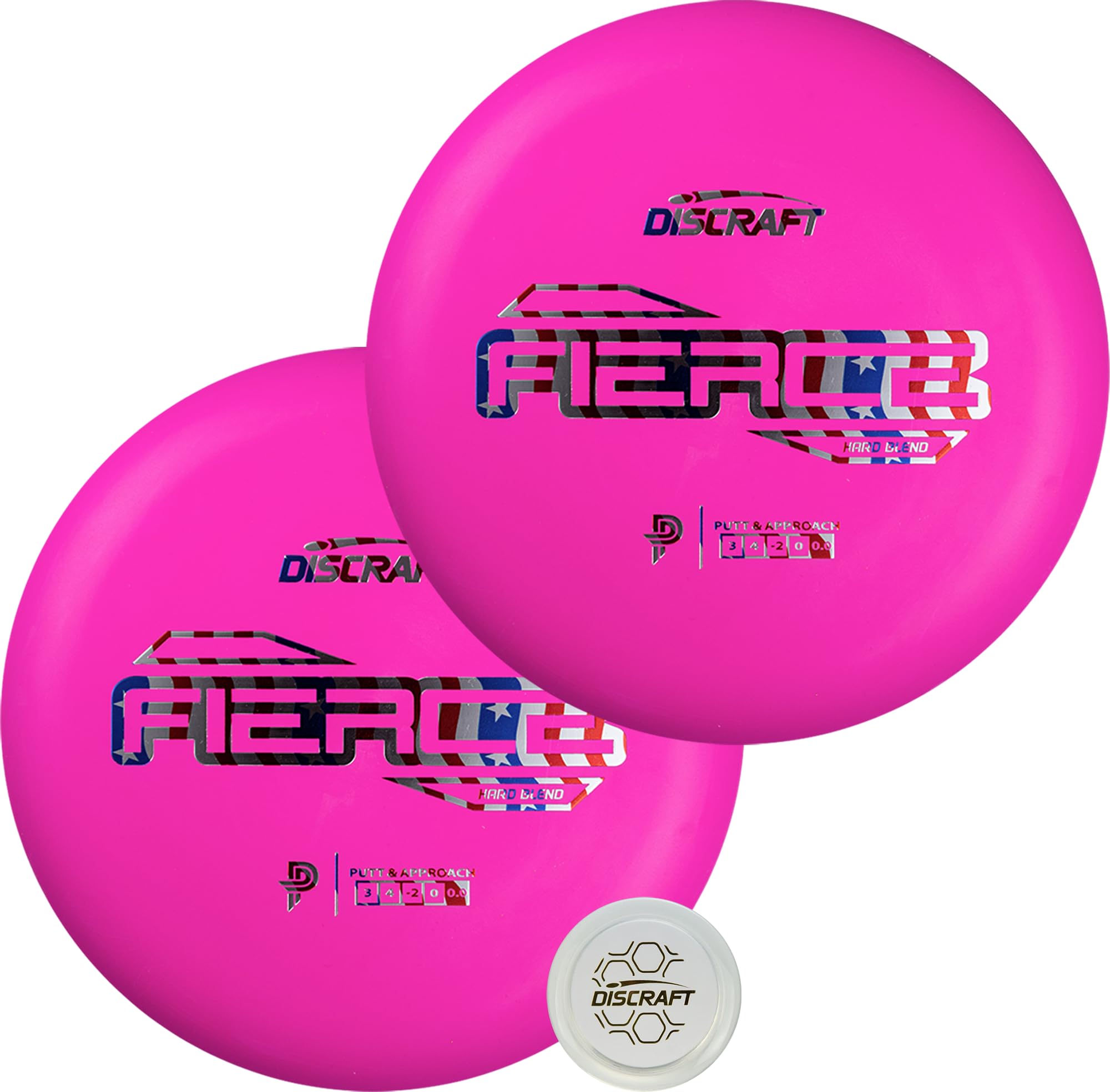 Discraft Paige Pierce Hard Fierce 2-Pack | Identical Putters - Pink - 170-172g, Durable Hard Plastic