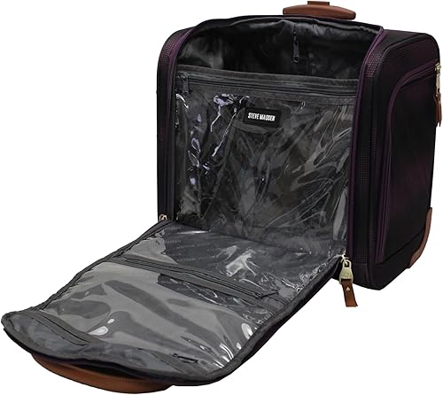 Vista 8 de Steve Madden Designer - Maleta de mano de 15 pulgadas, equipaje de fin de semana para viajes de negocios durante la noche, ligera, con 2 ruedas
