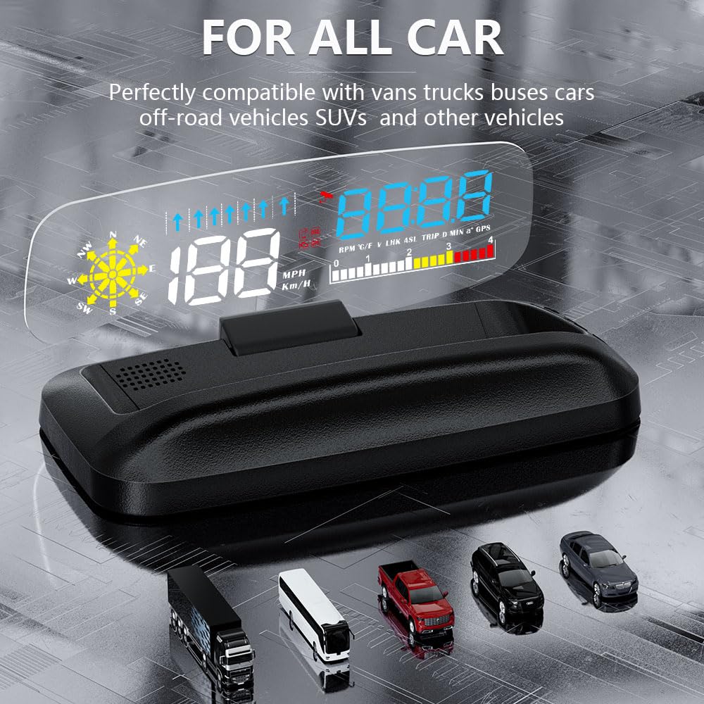 Head Up Display Proyección de navegación HUD Pantalla de visualización frontal Velocímetro GPS Medidor de temperatura del agua Consumo de combustible Accesorios for automóviles Head Up Display Coche(C