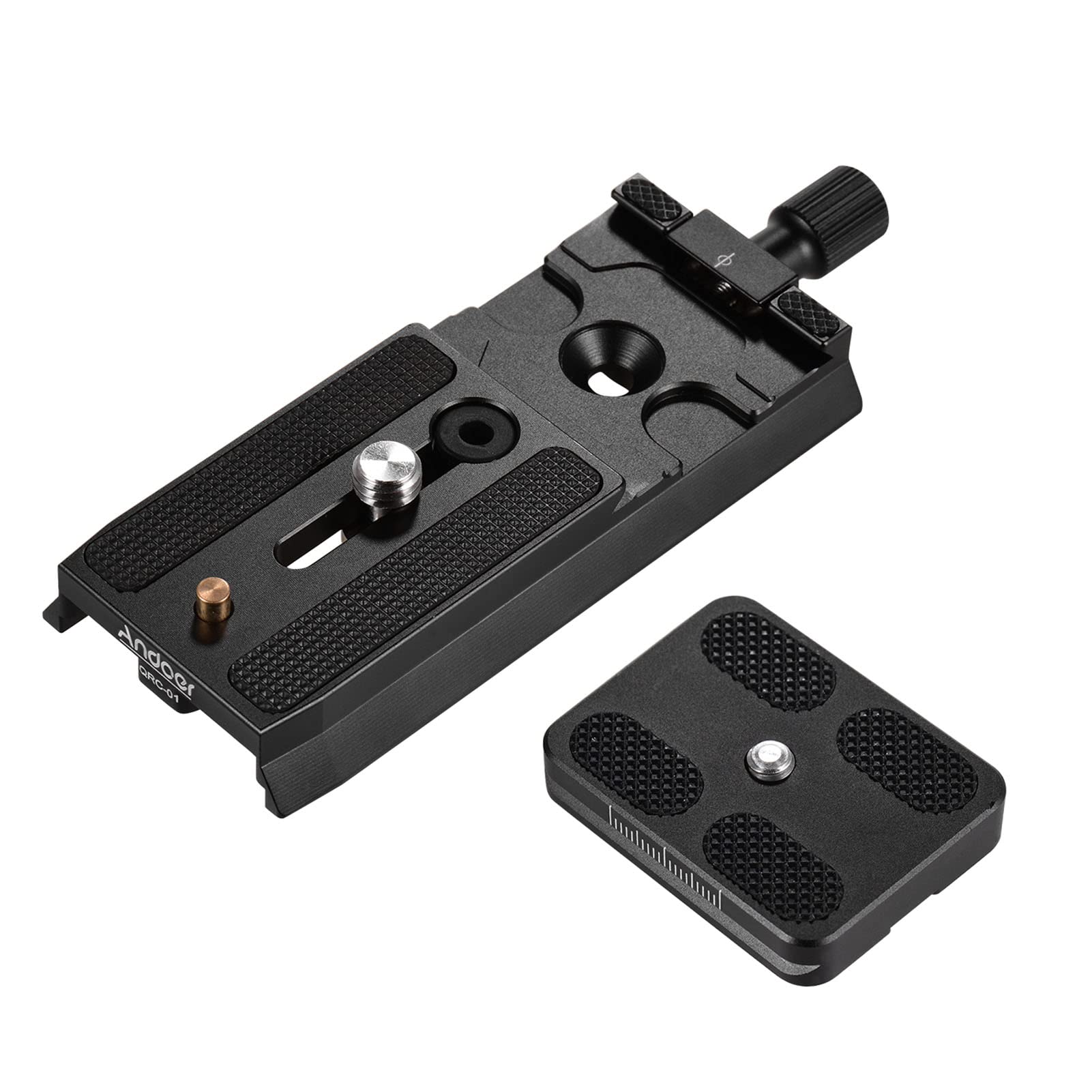 Manfrotto Quick Release Plate，QRC-01 Quick Release Plate QR Plate Aluminum Alloy with 1/4 Inch & 3/8 Inch Screws Compatibel with Manfrotto 501HDV/701HDV/503HDV/577/519/561/Q5