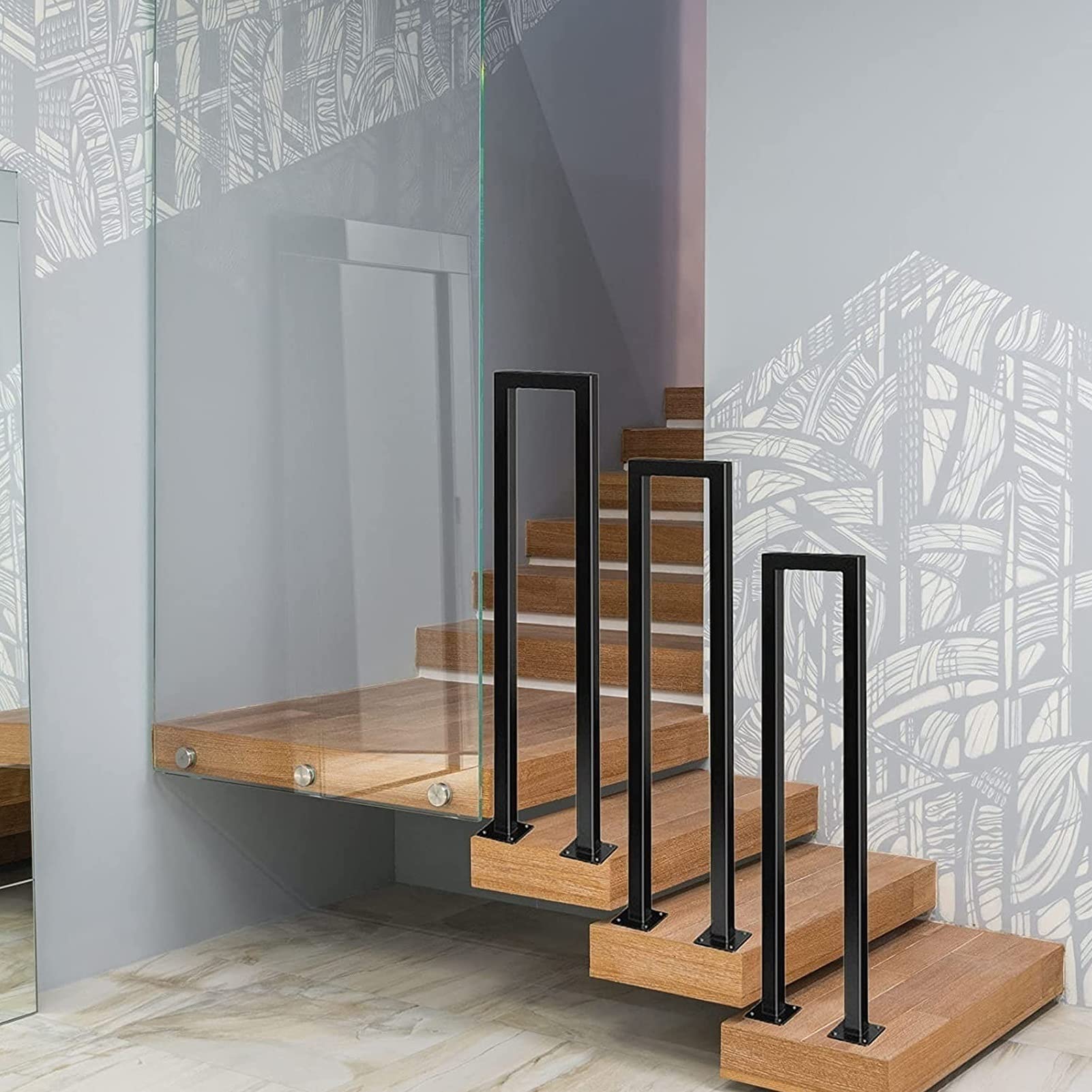 Zewnętrzne balustrady schodowe - balustrada ogrodowa do schodów betonowych i drewnianych przejściowa il do użytku wewnątrz i na zewnątrz słupki dla bezpieczeństwa i wsparcia