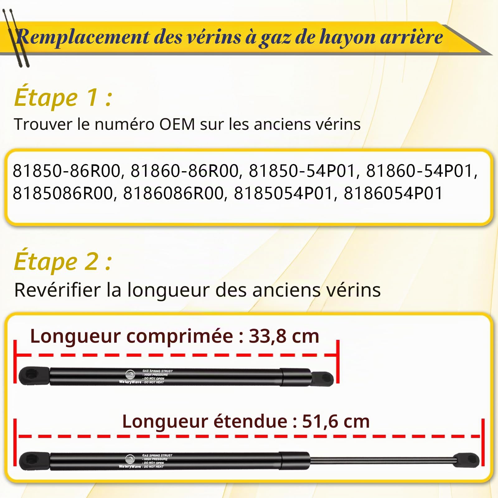 2X Verin de Coffre Voiture pour Suzuki Vitara IV MK4 LY 2015-2022 | Verin Hydraulique de Coffre Noir Verin a Gaz Vérin Hayon Remplacer #8185054P01, 8186054P01, 8185086R00