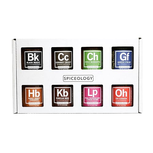 Spiceology - Paquete de 8 masas para barbacoa - Mases gourmet para barbacoa - Juego de regalo de especias y condimentos - Ideal para regalos