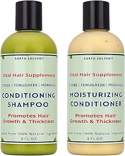 Vital Hair Supplement Fenugreek Moringa Shea Butter Shampoo and Conditioner Set For Dry Brittle Hair Promotes Hair Growth & Thickness | Moringa Hair Butter Mega Hair Growth Shampoo & Conditioner