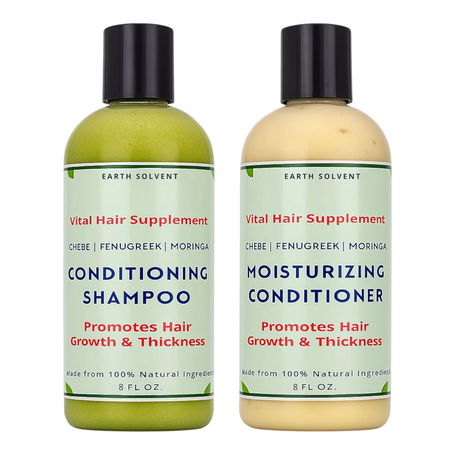 Vital Hair Supplement Fenugreek Moringa Shea Butter Shampoo and Conditioner Set For Dry Brittle Hair Promotes Hair Growth & Thickness | Moringa Hair Butter Mega Hair Growth Shampoo & Conditioner