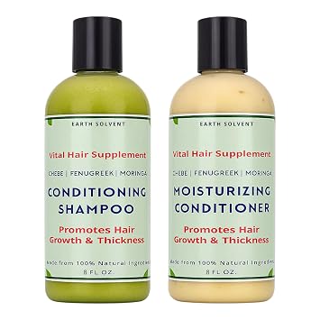 Vital Hair Supplement Fenugreek Moringa Shea Butter Shampoo and Conditioner Set For Dry Brittle Hair Promotes Hair Growth & Thickness | Moringa Hair Butter Mega Hair Growth Shampoo & Conditioner