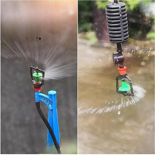 Miniatura 6 de Emisores de riego por goteo, 10 rociadores ajustables de 360 grados con boquilla de nebulización de microplantas de una sola púa para invernadero,