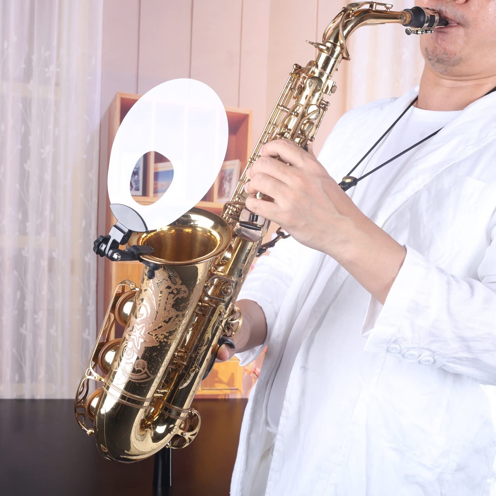 Desviador De Saxofón Deflector De Sonido Blindaje con Mute Y Refleja Las Funciones De Sonido para El Instrumento De Viento Juego reemplazo de saxofón