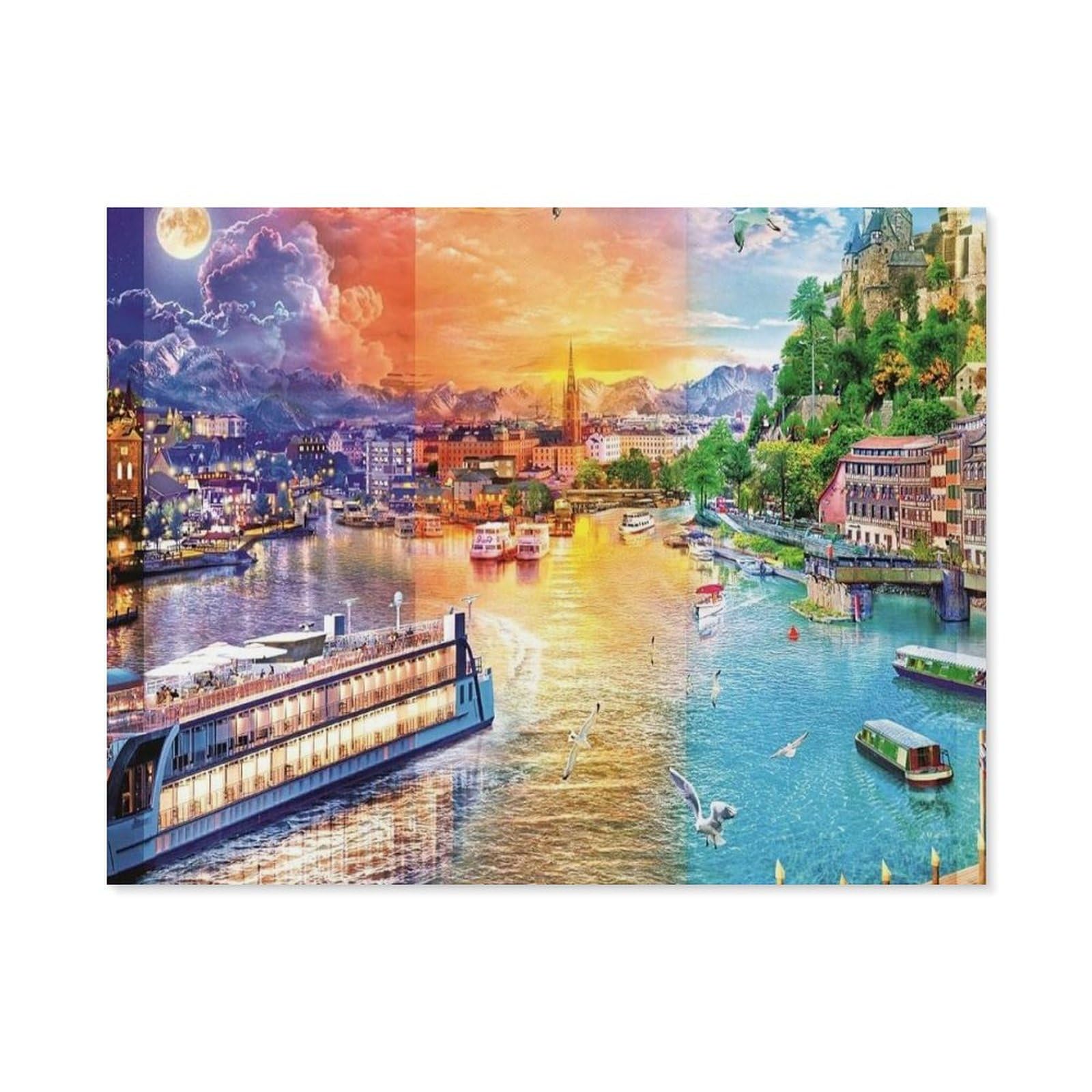 GSBRSNTS DIY Paint by Numbers for Adults Canvas,River Cruise,DIY Oil Painting, Pictures Drawing Paintwork with Paintbrushes Decoration Gift(20x30cm-D87