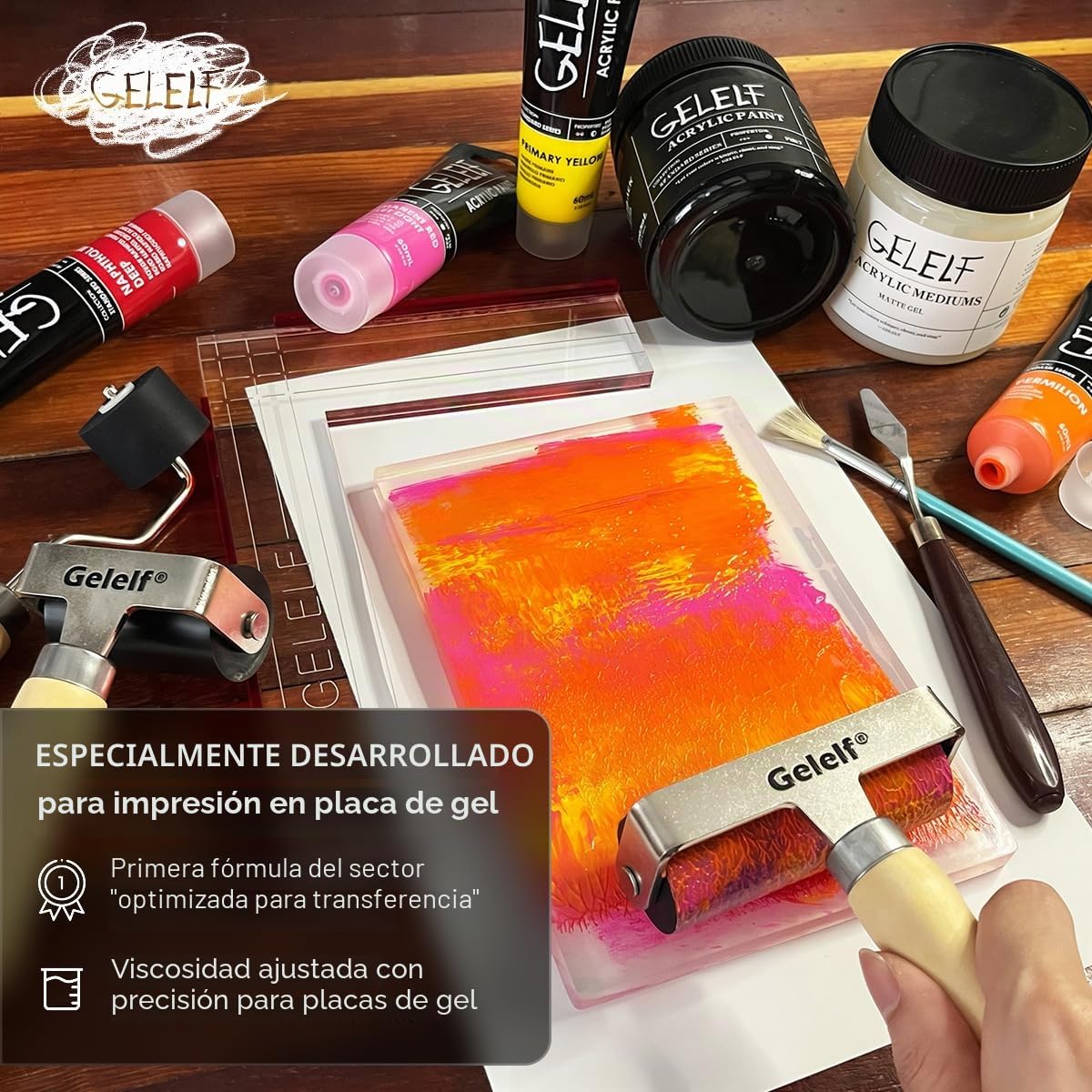 Pinturas acrílicas para impresión en placa de gel, transferencia perfecta, juegos de pintura acrílica especial para suministros de impresión de placas de gel, 9 colores, total 540 ml, juego de
