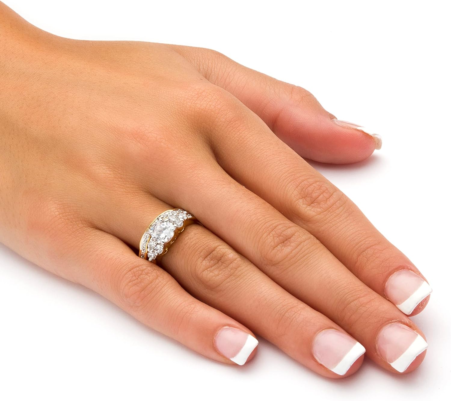 Palm Beach Jewelry 18K Yellow Gold Plated Round Cubic Zirconia Bridal Ring Set - Image 3