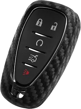 Key Fob Case Carbon Fiber Pattern Silicone Cover Compatible with Chevrolet Cruze Malibu Sonic Blazer Bolt Camaro Traverse TRAX Volt 2 3 4 5 Universal Button Keyless Entry Remote