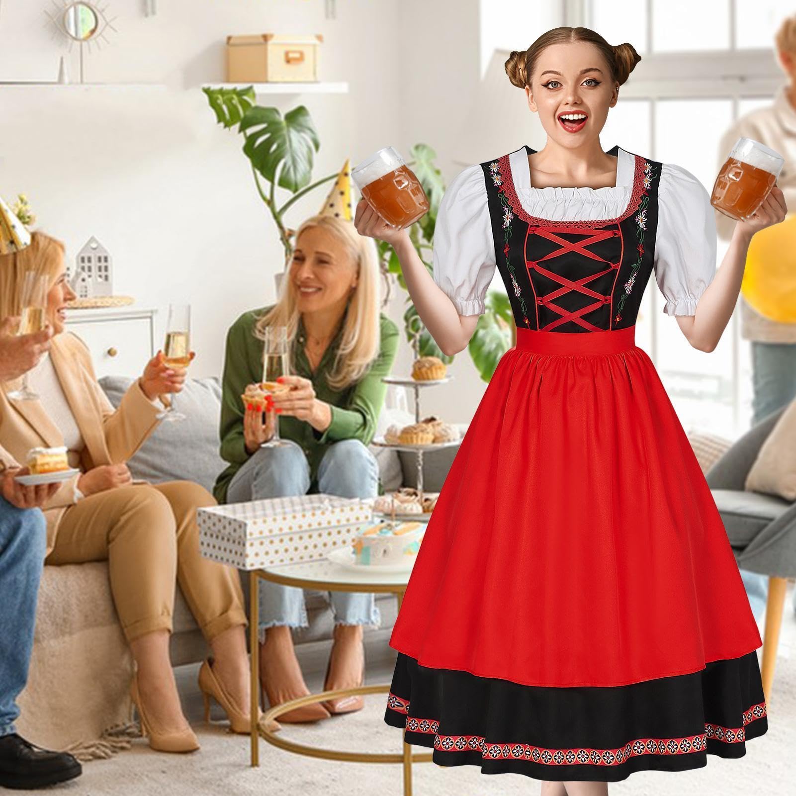 Costumi Bavaresi Oktoberfest Donne Costume Da Cameriera Halloween Di Ruolo | Costume Oktoberfest Femminile Per Halloween Carnevale Natale Festività Esibizioni Sceniche Masquerade Teatro