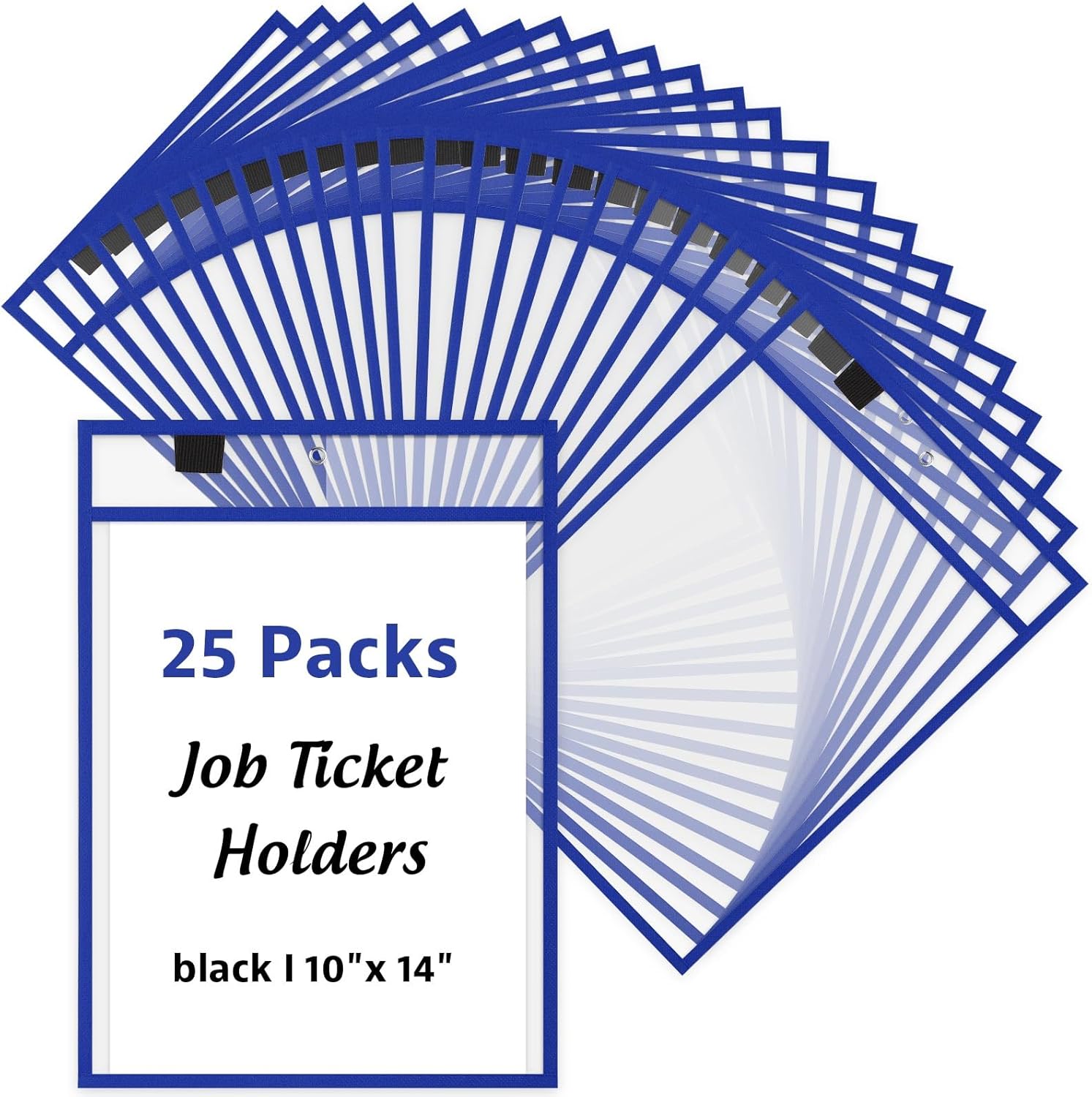 Cholemy 25 Pcs Dry Erase Pocket Sleeves Job Ticket Holders Back to School Reusable Clear Pocket Sleeves Hanging Sheet Protectors for Teacher School Classroom Work Supplies 9 x 12''(Dark Blue)