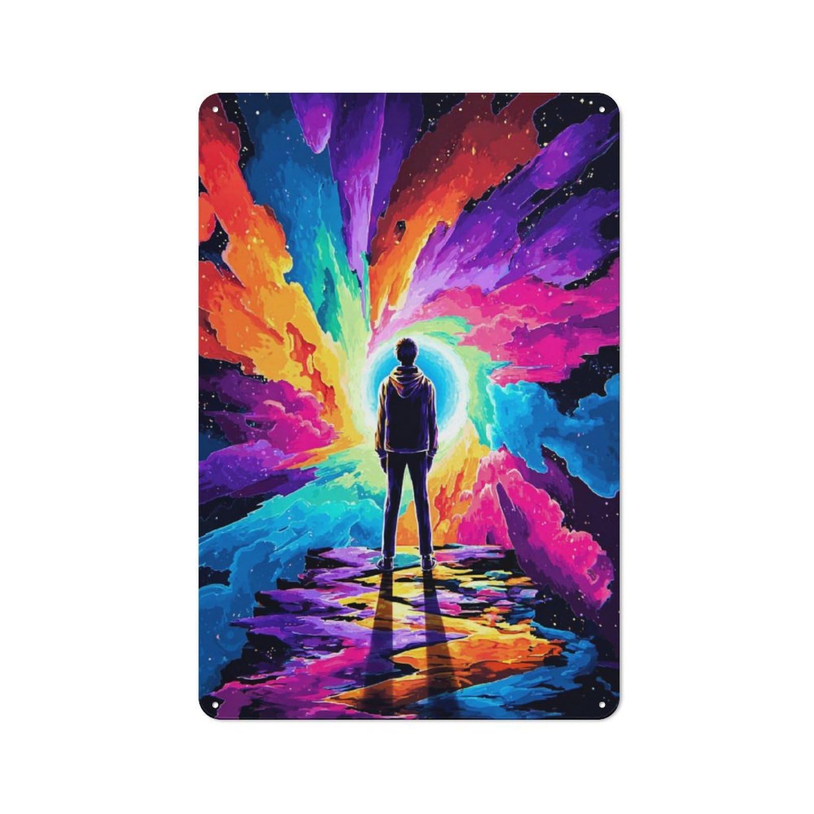 Junmoney Journey Through Colorful Dreams Metal Wall Sign 30X20cm Featuring For Café Or Home Bar, A Winter Wall Decor Update For Hospitality Decor Collectors