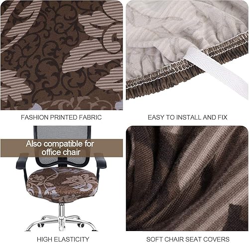 Miniatura 4 de SearchI Fundas de Asiento para Sillas de Comedor Elásticas con Estampado Fundas de Asiento de Silla Juego de 6, Protector de Cojín de Silla Tapizada