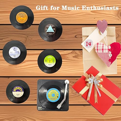 Miniatura 4 de 6 posavasos de vinilo para discos, almohadillas de bebidas únicas con temática musical, divertidos regalos de inauguración de la casa para hombres y