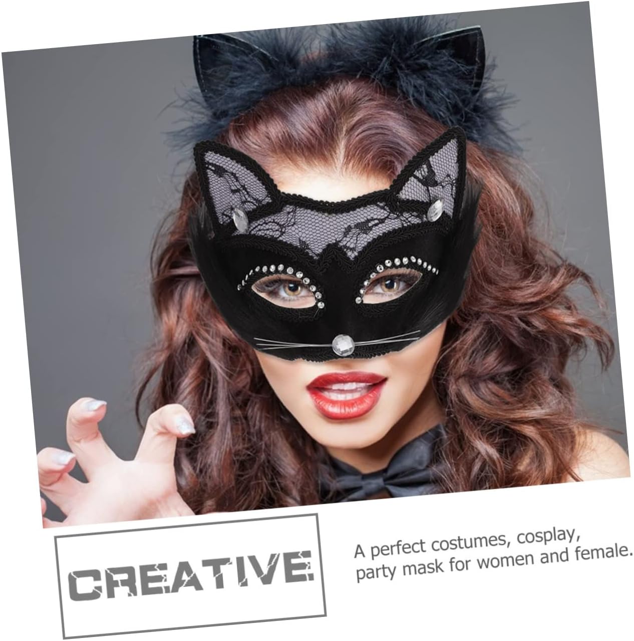 2pcs Cat Face Masquerade Masks for Adults Half Face Animal Party Props for Festivals Dancing Halloween and Costume Events Comfortable Decorative and Charming