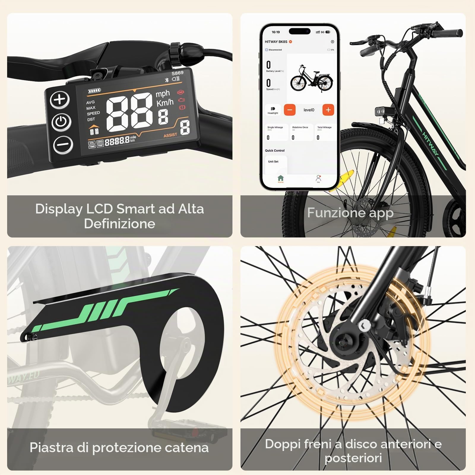 HITWAY Bicicletta Elettrica 27,5", Bici Elettrica Mountain Bike,E-Bike City per Uomo/Donna,Motore 250W 36V13Ah batteria al litio estraibile, fino a 50-100 km,APP