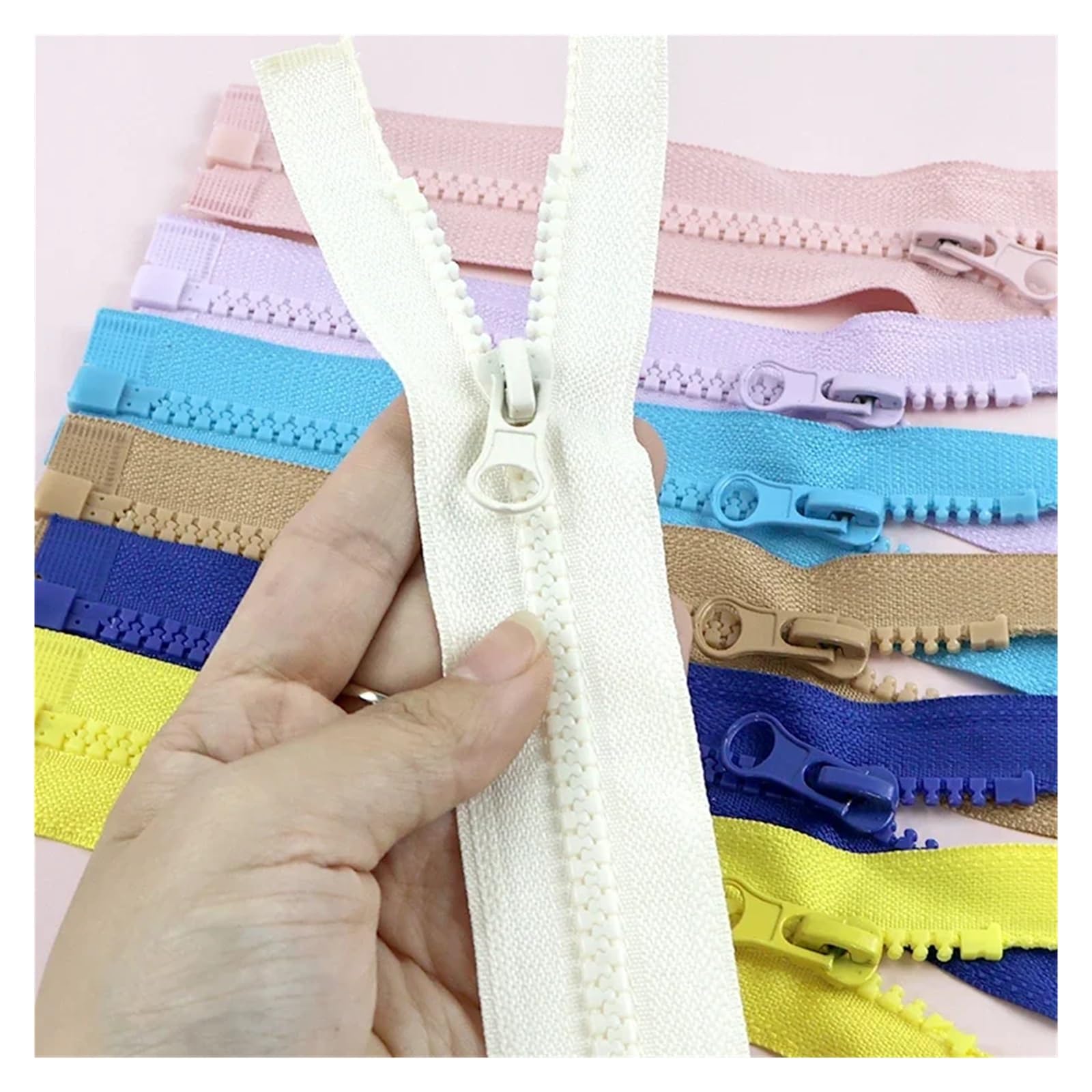 Chiusure Lampo Resina 5/10/20 pz Cucito Cerniera 15 cm Open-End 5# Cerniere In Resina for Abbigliamento Fatto A Mano Separabile Mini Zip Con Cappuccio collare Chiusura(Pink,40pcs)
