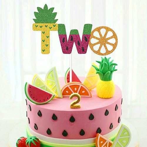 Miniatura 6 de Decoración para pastel de segundo cumpleaños de segunda fruta, piña, sandía, naranja, verano, baby shower, suministros para fiestas
