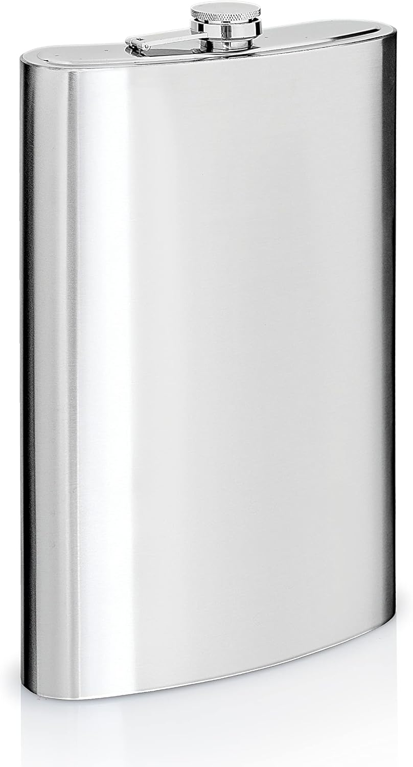 Amazon Com Maxam Jumbo Stainless Steel Flask Dishwasher Safe Extra Large Drinking Flask Polished Silver 64 Ounce Capacity Ktflask64 Alcohol And Spirits Flasks Flasks