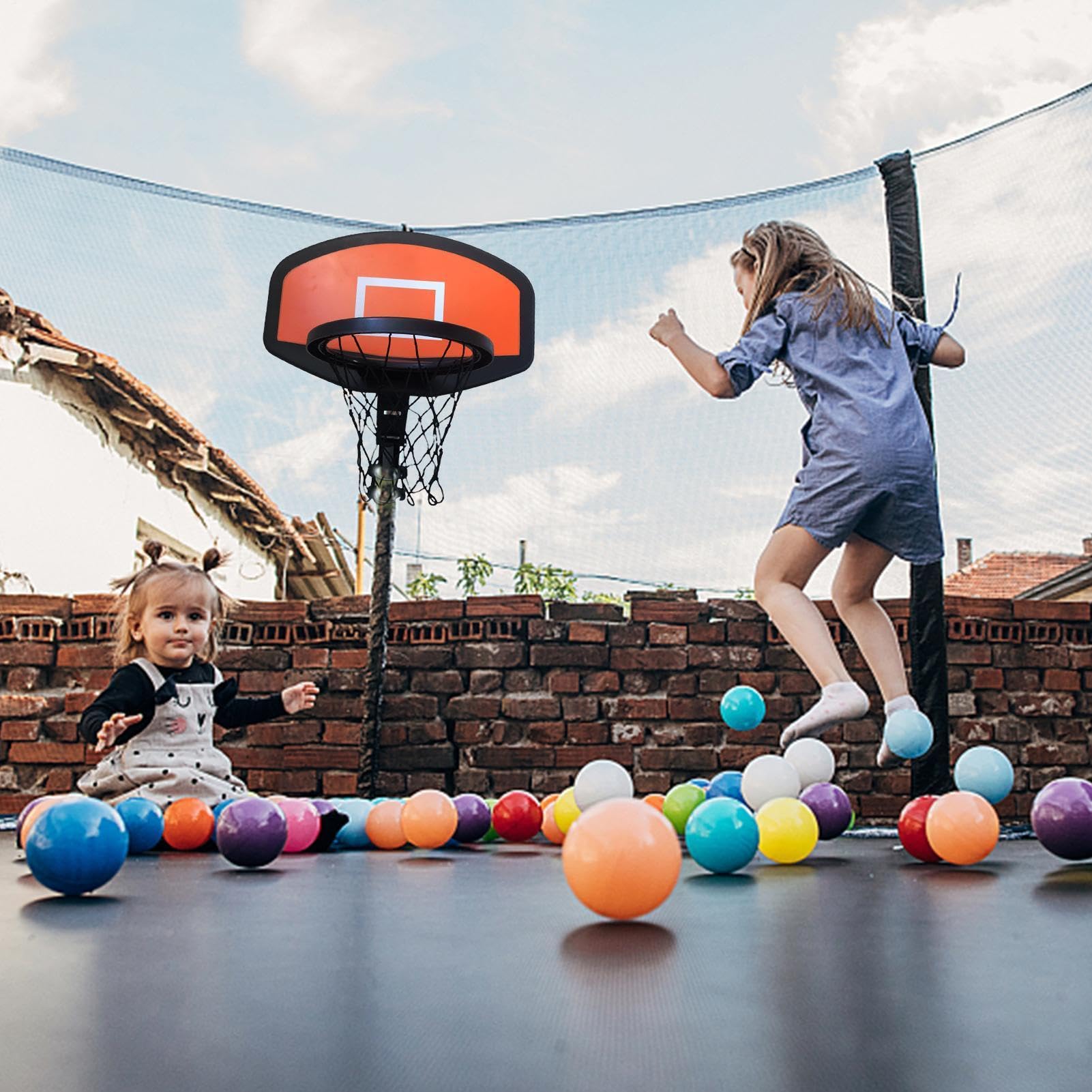 Basketball-Rückwand – universell passend für gerade und gebogene Stangen, Hängekorb mit Netz, Outdoor-Spielset, Sportzubehör für Hinterhof, Springen, Aktivitätstraining