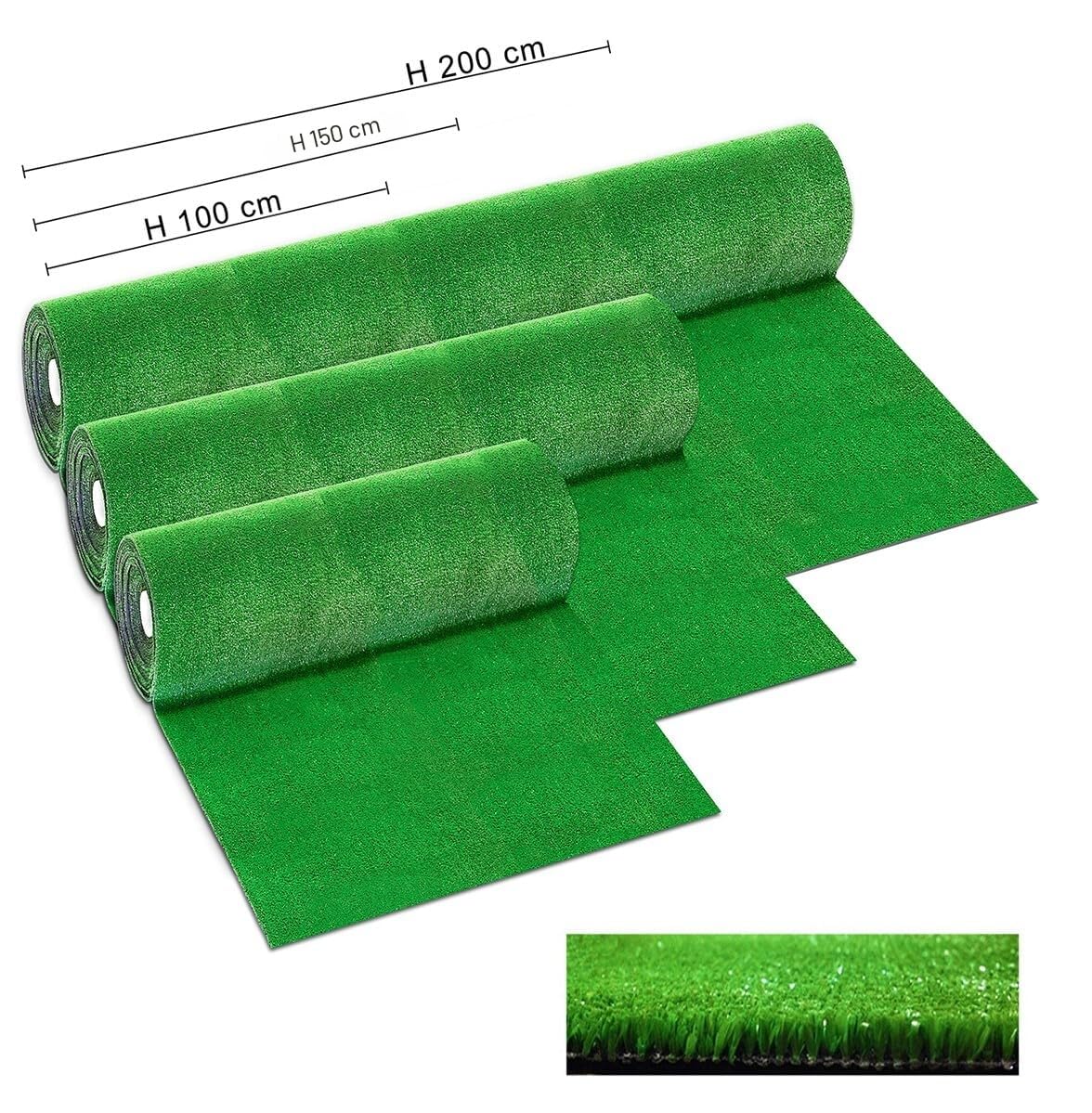 Herbe synthétique 7 mm drainant en 50 tailles pelouse verte synthétique artificielle découpable rouleau 2 x 6 m