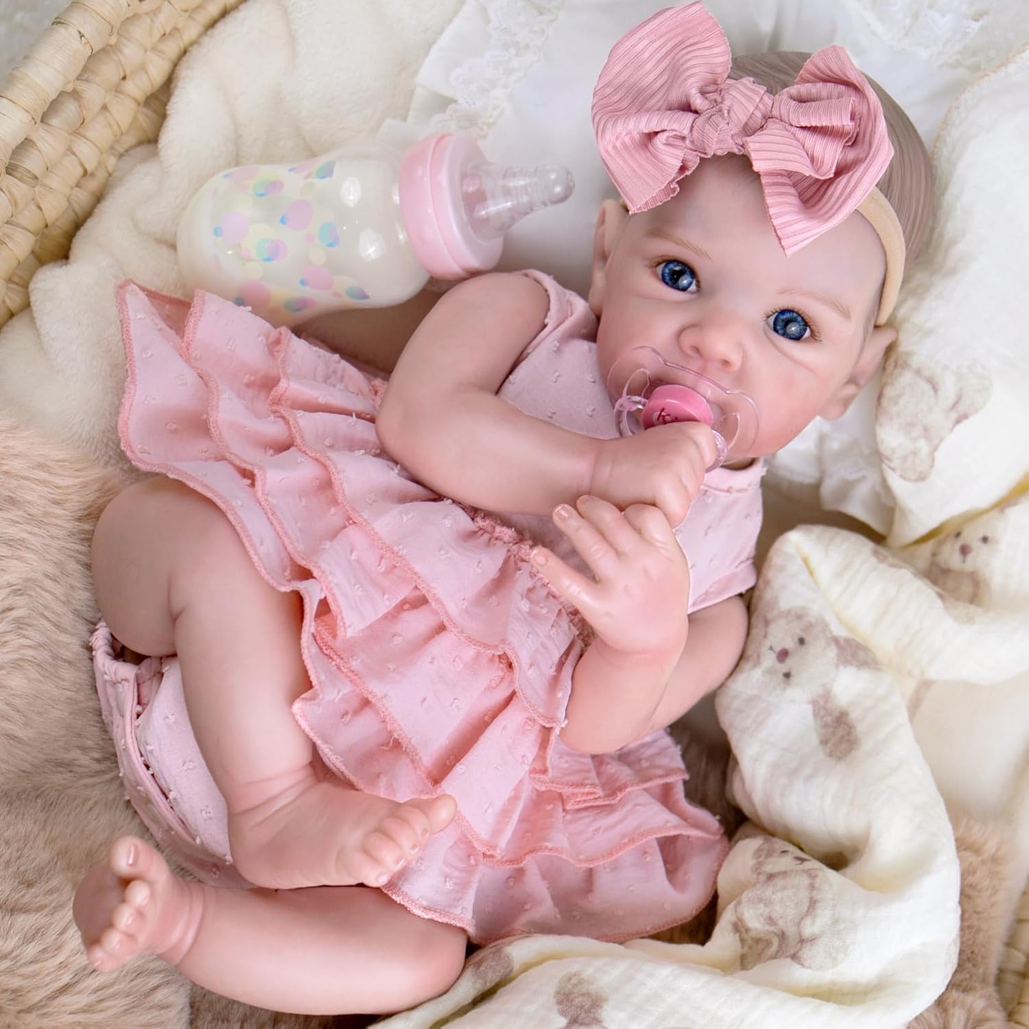 Aori Reborn Baby Dolls Girl 20'' Realistic Newborn Girl - Lifelike Poseable Vinyl Baby Doll with Feeding & Outfit Set - Weighted Body for Cuddling, Gift for Collectors & Kids 3+