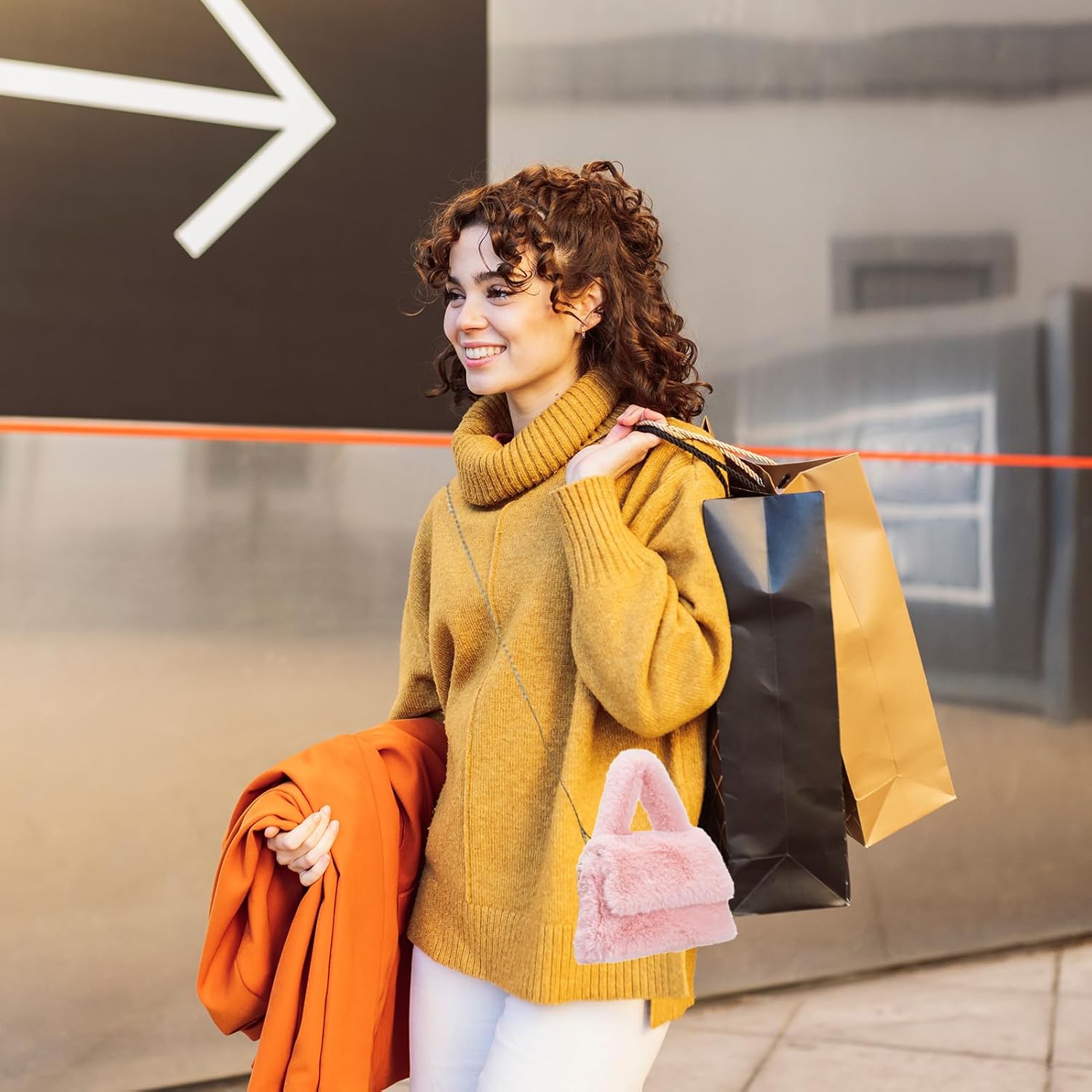 Fluffy Tote Bag for Woman Plush Shoulder Handbag Furry Faux Fur Purse for Winter - Image 8