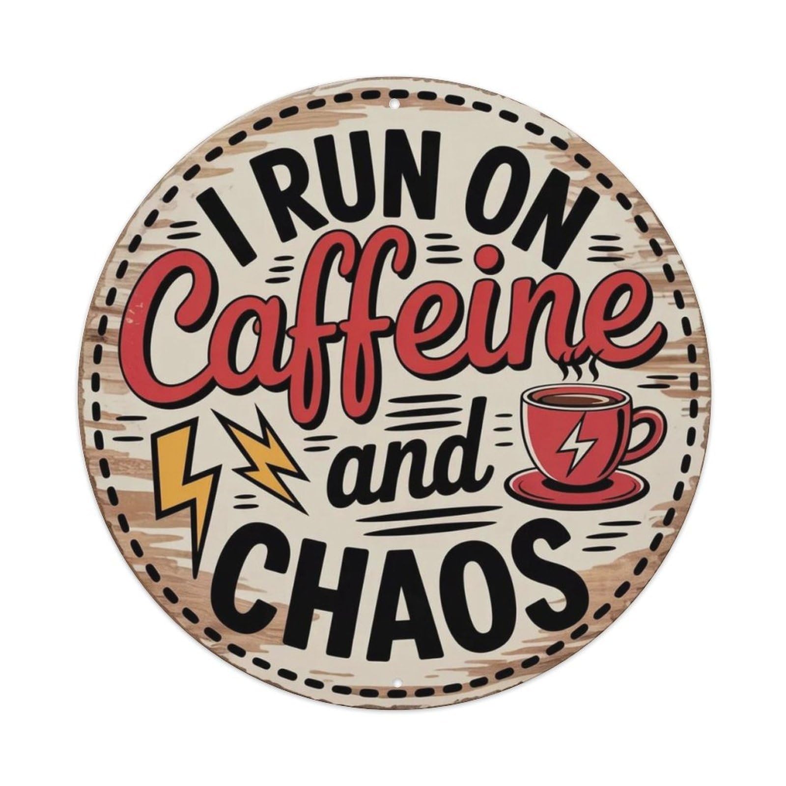 Lvalogy Style Caffeine And Chaos Metal Tin Sign Plaque