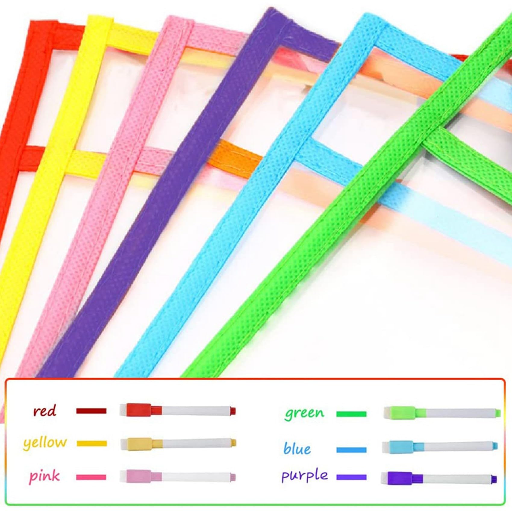 Tasche Riutilizzabili Cancellabili un Secco, 36 Buste Riutilizzabili Cancellabili un Secco, Pellicola Protettiva nel Colori Assortiti, Maniche Tascabili Cancellabili un Secco