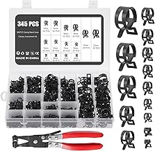 Knpwer 345 Pcs Clip à Ressort Tuyau Serre joints 14 Tailles Tuyaux Colliers de Clip à Ressort Tuyau Serrage Ajustable de Tailles 5-22mm,Avec une Pince à Collier de Serrage (345, 14 Sizes)