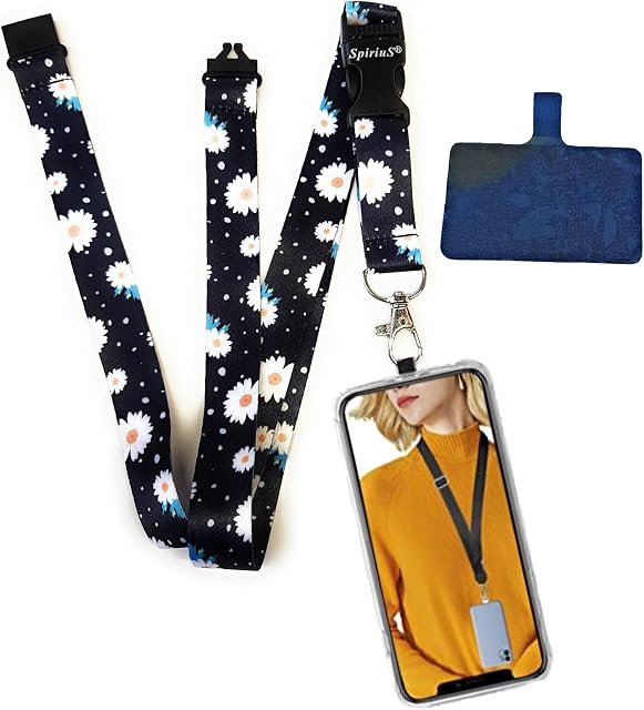 SpiriuS Universal Phone Lanyard Neck Strap with Detachable Patch sticker Compatible with all Smartphones for iPhone Google Pixel LG HTC Huawei