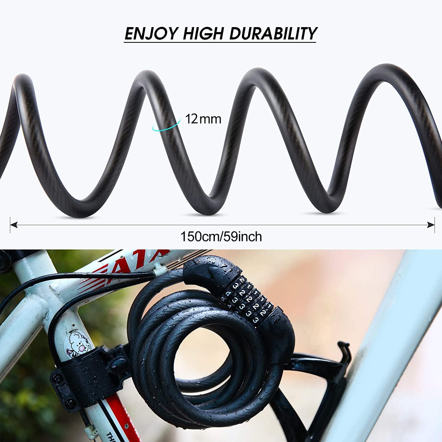 BLACK+DECKER Câble antivol BXCHBL7005 - Antivol familial pour vélo - Convient pour